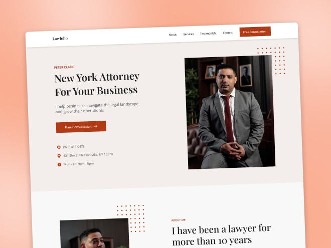 Lawyer website hero section design