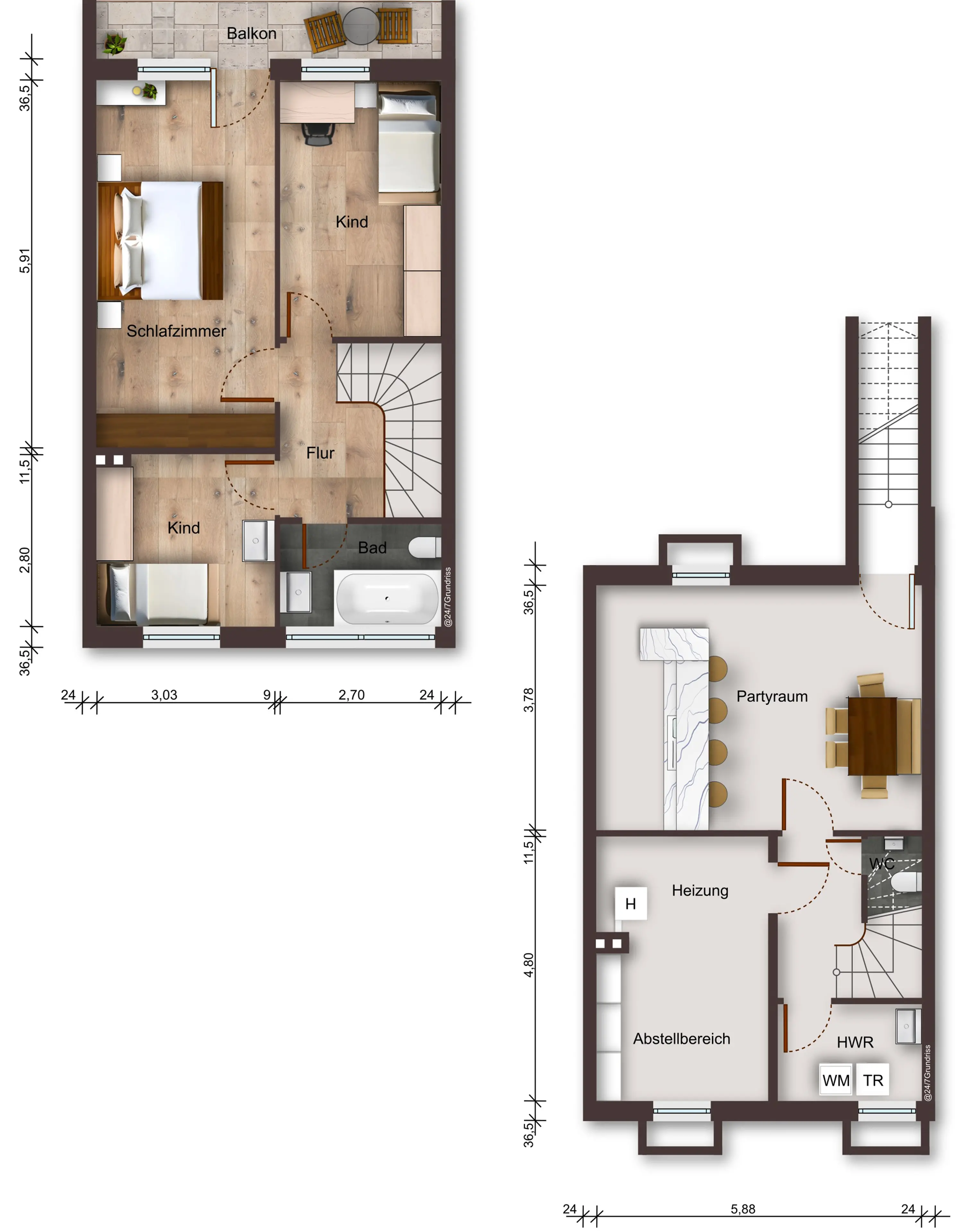 Modernes Badezimmer mit bodengleicher Dusche, Badewanne und Holzwaschtisch in einem Einfamilienhaus in Gronau – Westfalen Wohnen.
