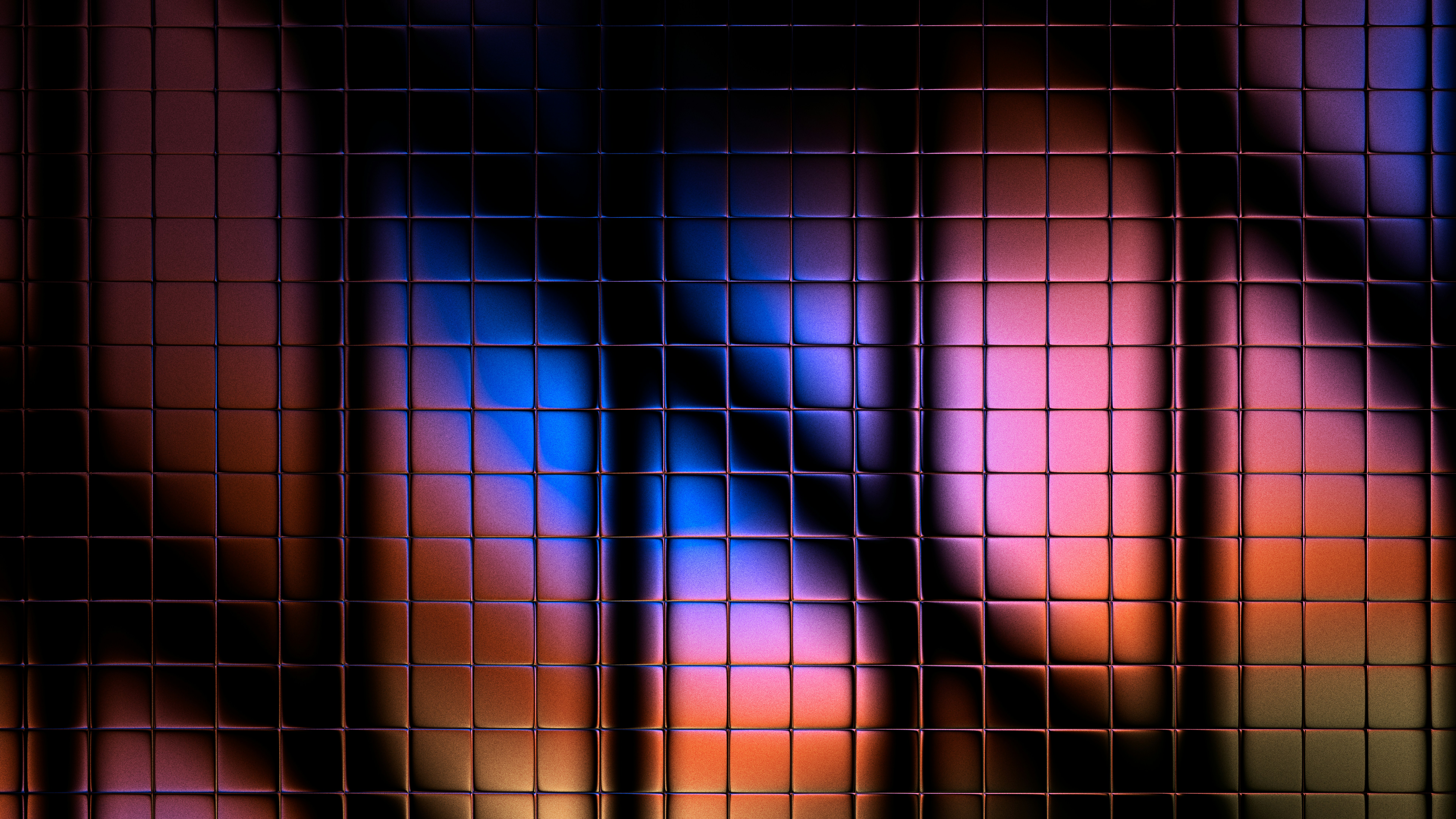 Abstract grid pattern with colorful blurred lights behind
