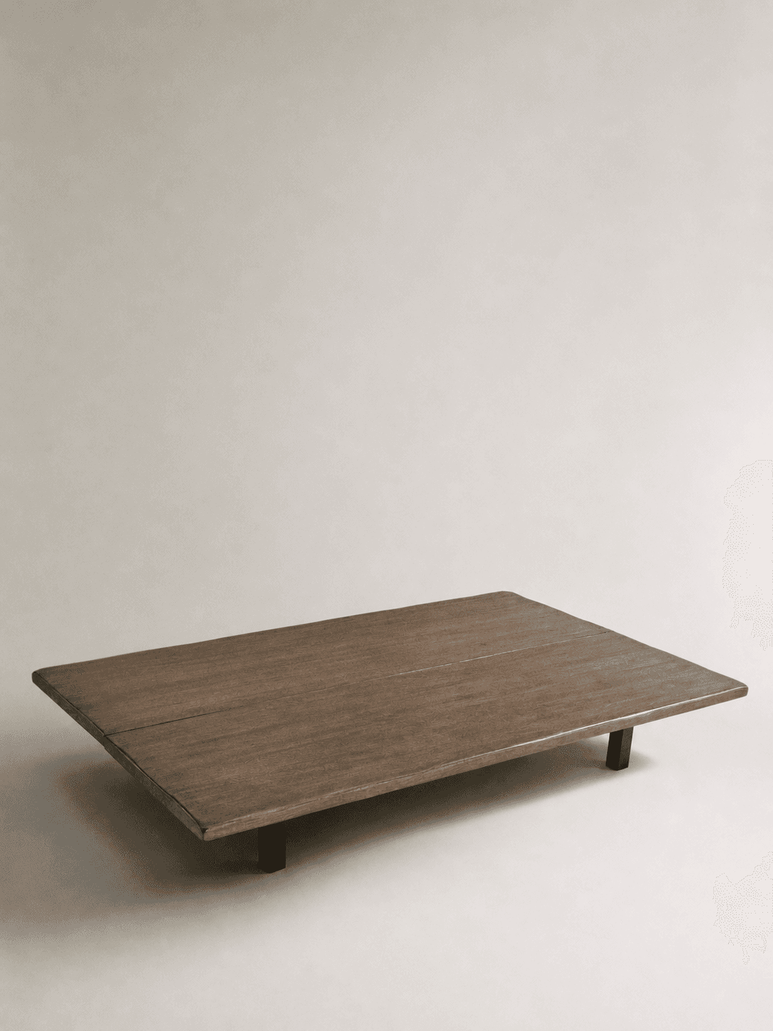 Minimalist wooden table with soft lighting