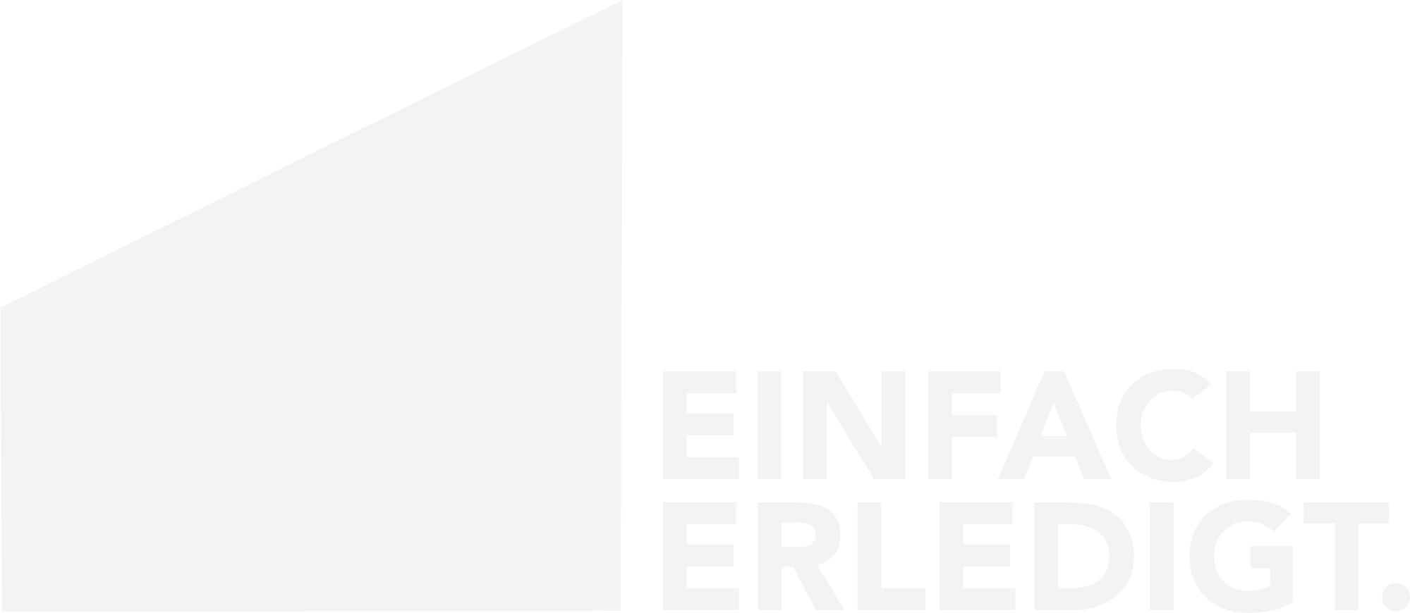Weisses Logo der Erlediger GmbH mit Slogan, einfach erledigt.