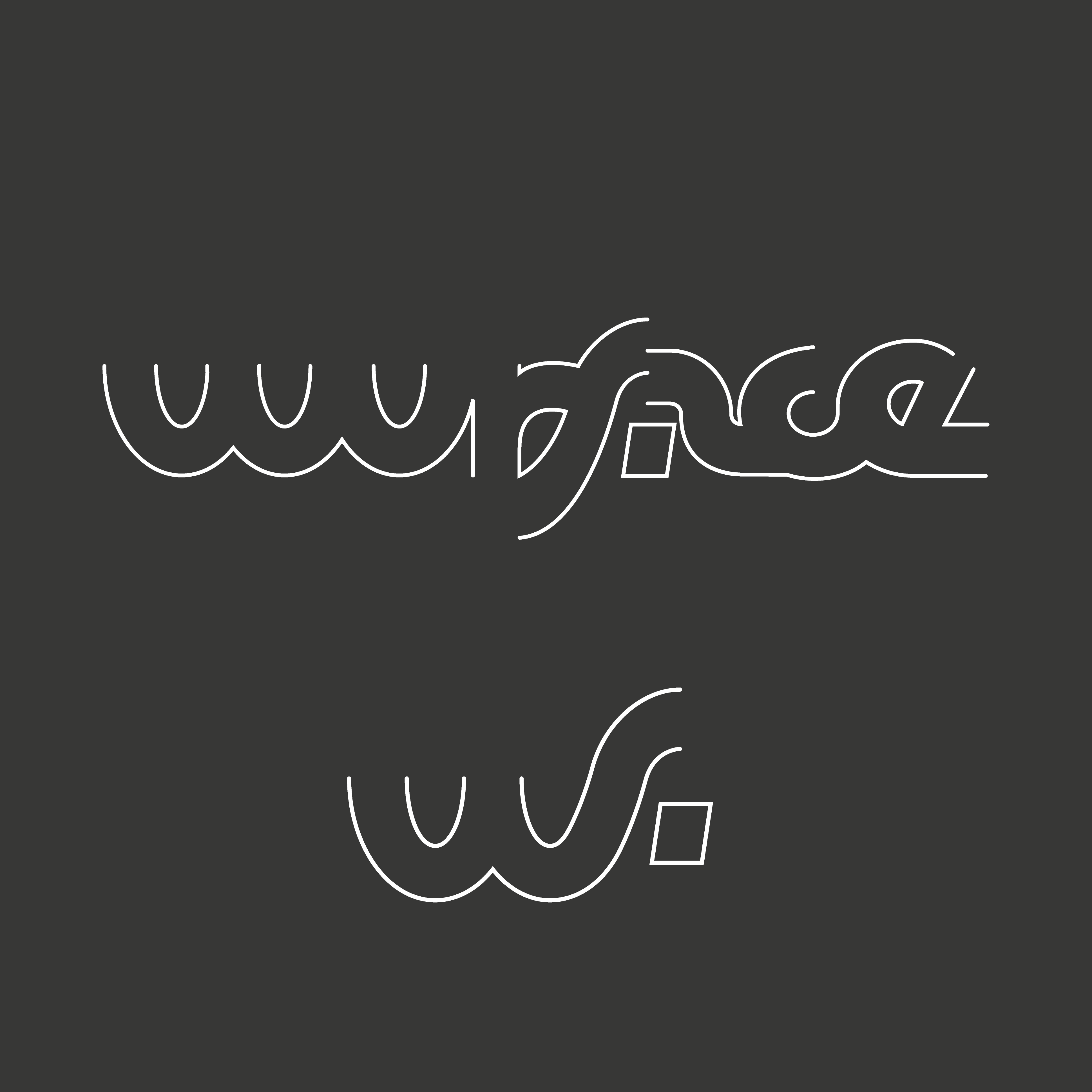 Wurface logo in white against a black background, showing the custom typographic design.