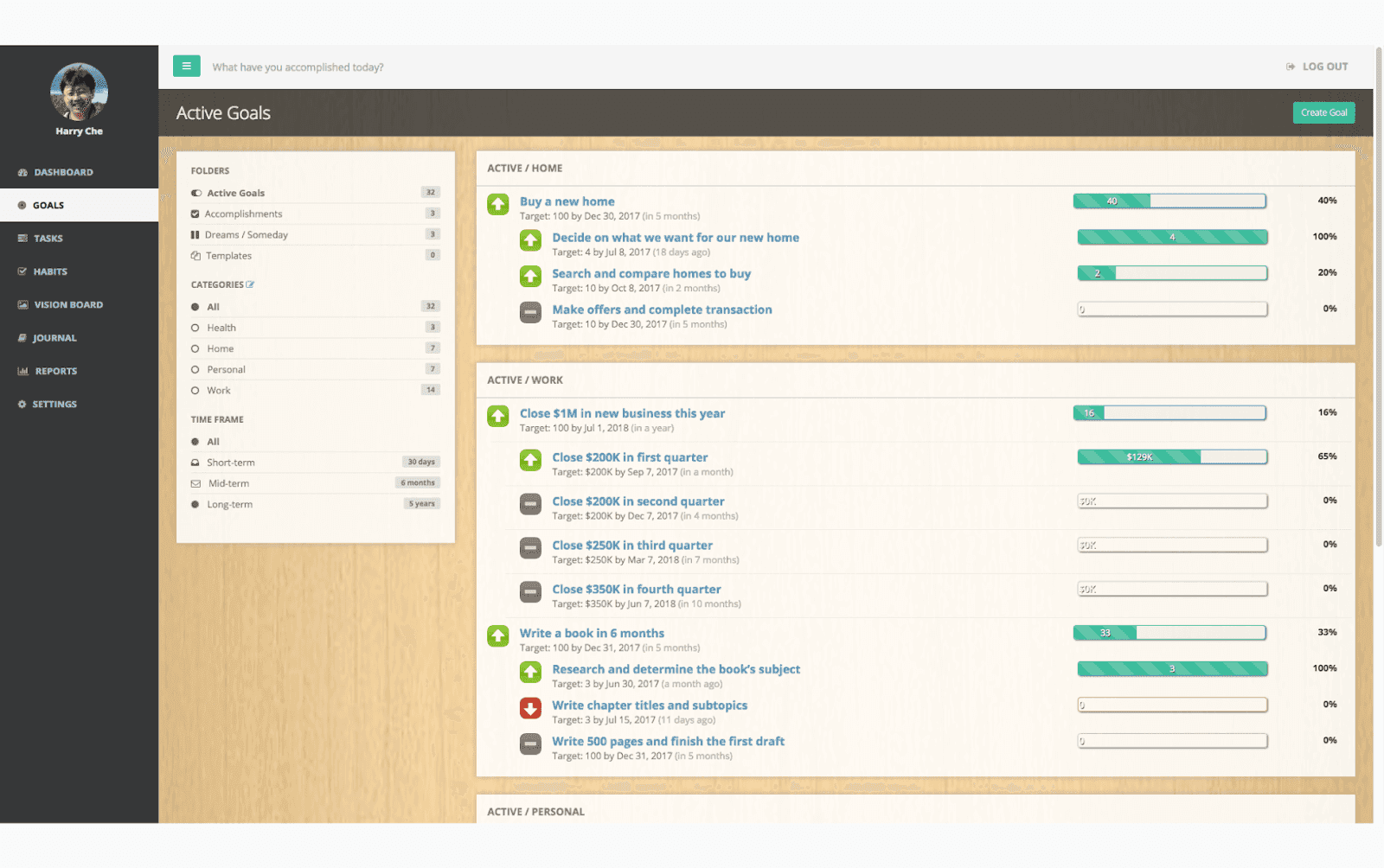 team projects in GoalsOnTrack