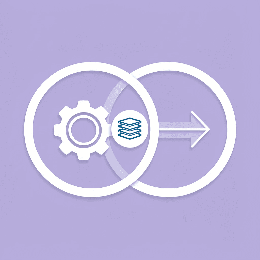 Two overlapping circles representing hybrid orchestration combining multiple platform types