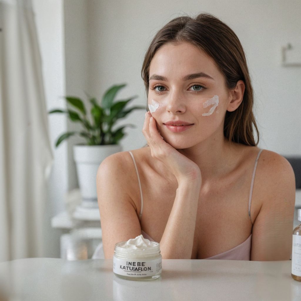AI model in a skincare product photo made with Caspa AI