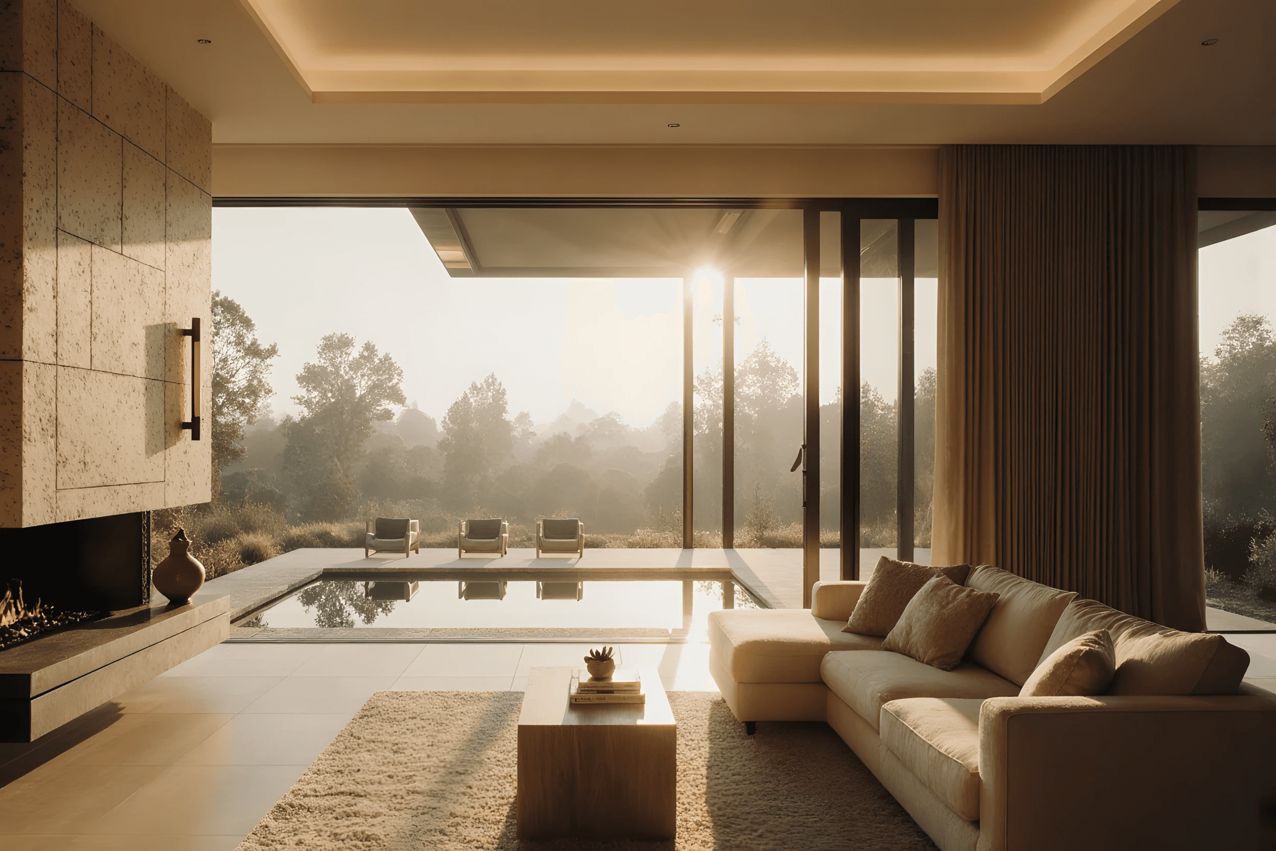 A custom concept home in Newport Beach with architectural blueprints and sleek, custom-designed exterior designed by ARCA Builders.