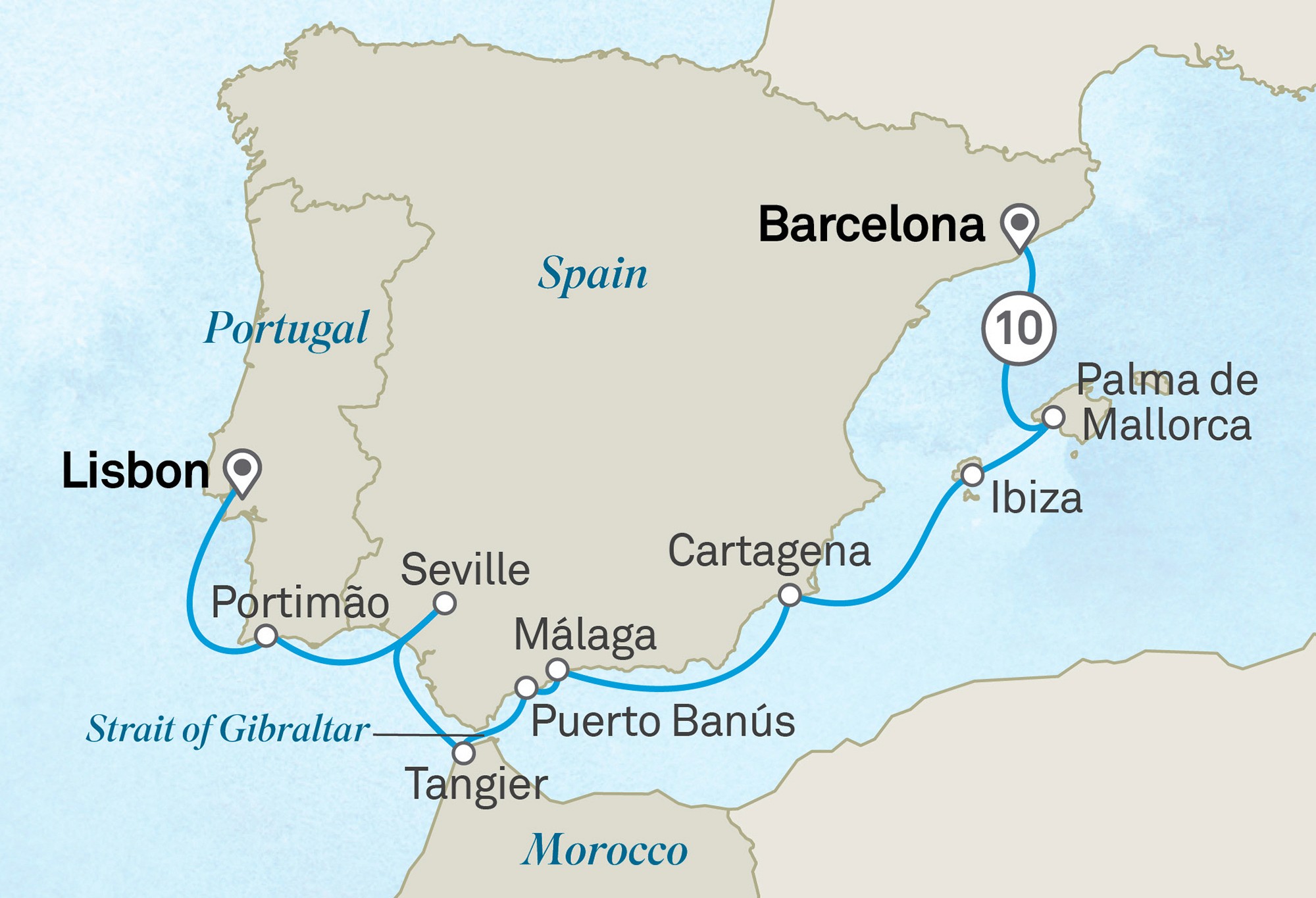 Mediterranean: Lisbon to Barcelona 