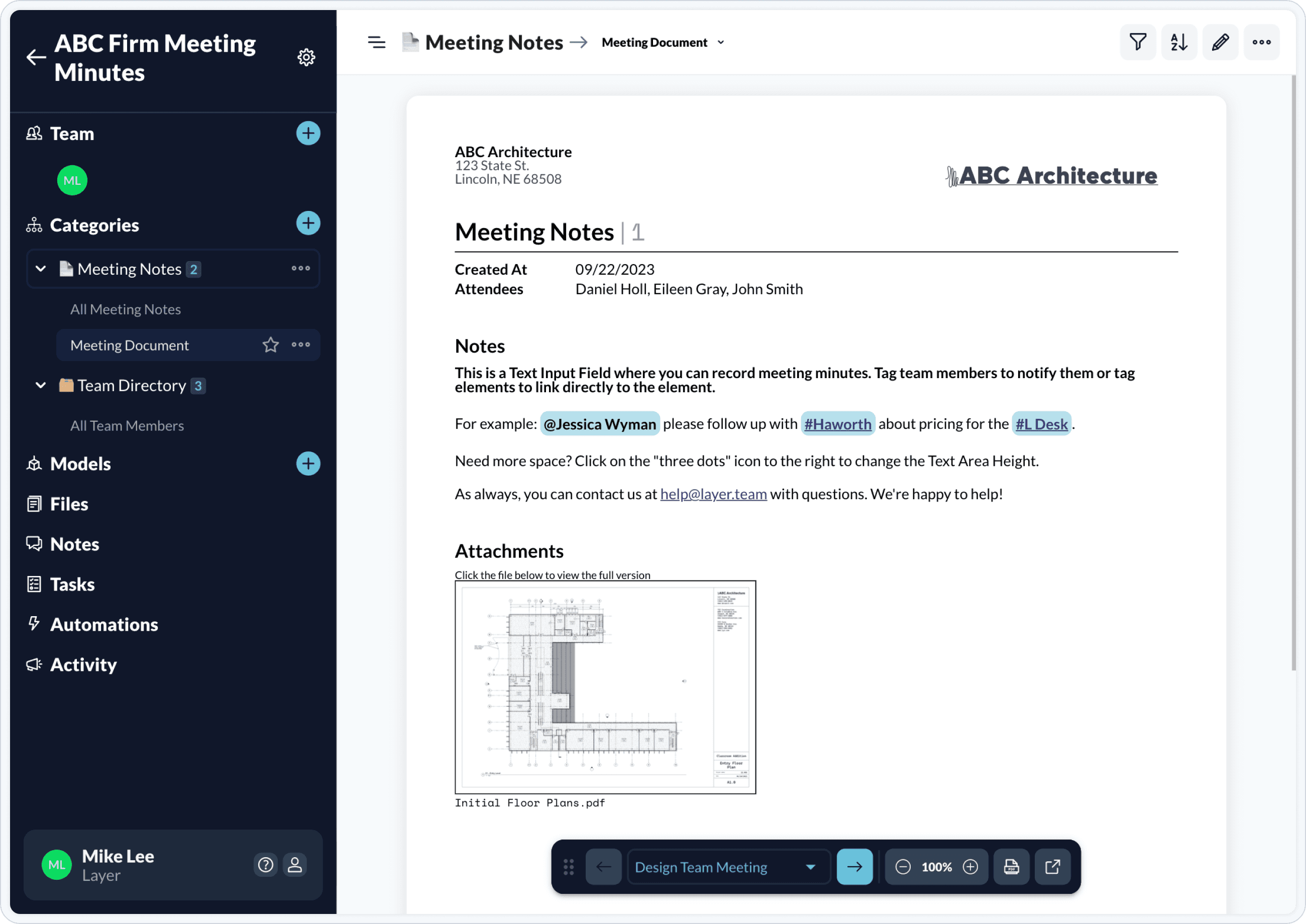 export pdf reports of your meeting noting who was there and what was agreed on. 