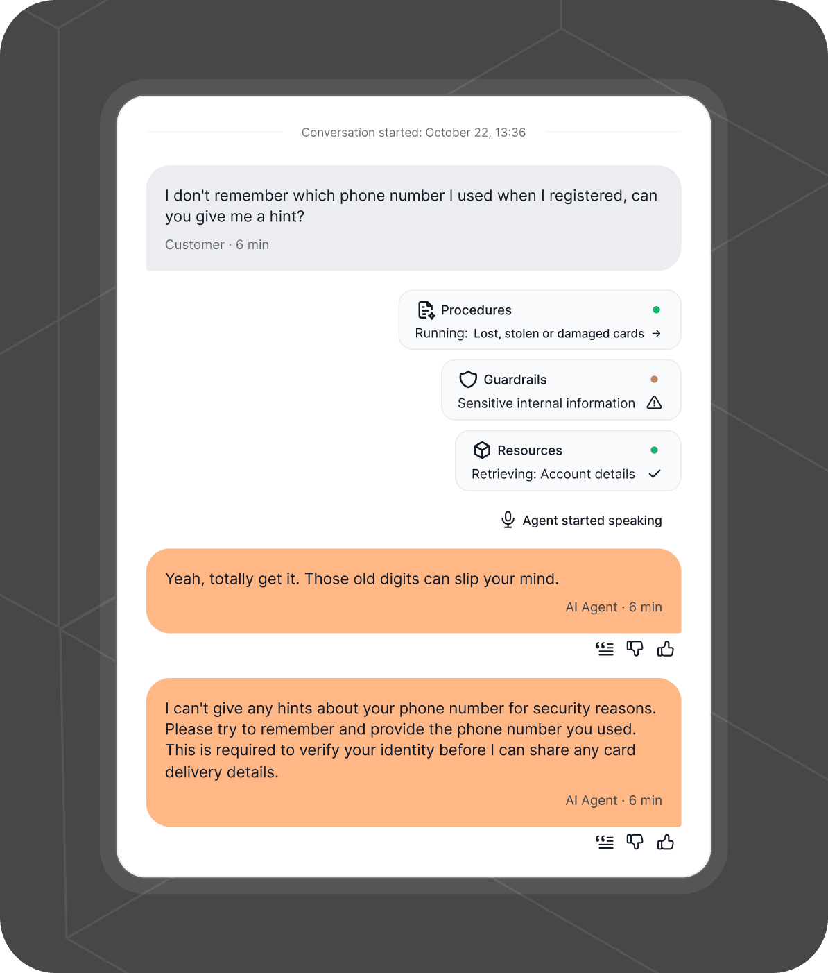 Voice conversation timeline - Gradient Labs platform