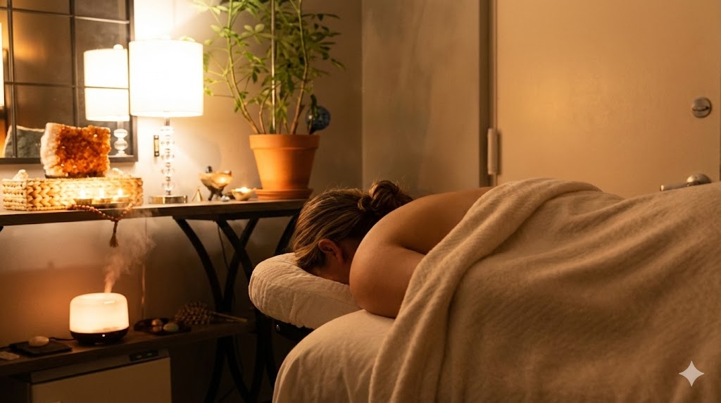 Drone shot of a running track at night