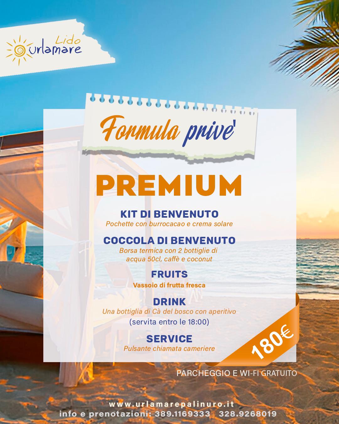 Formula Privé Premium con welcome kit e aperitivo sulla spiaggia di Urlamare, Palinuro