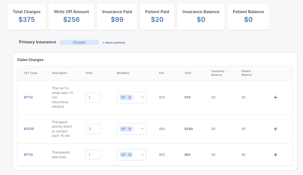 PatientStudio Billing Claim Screen