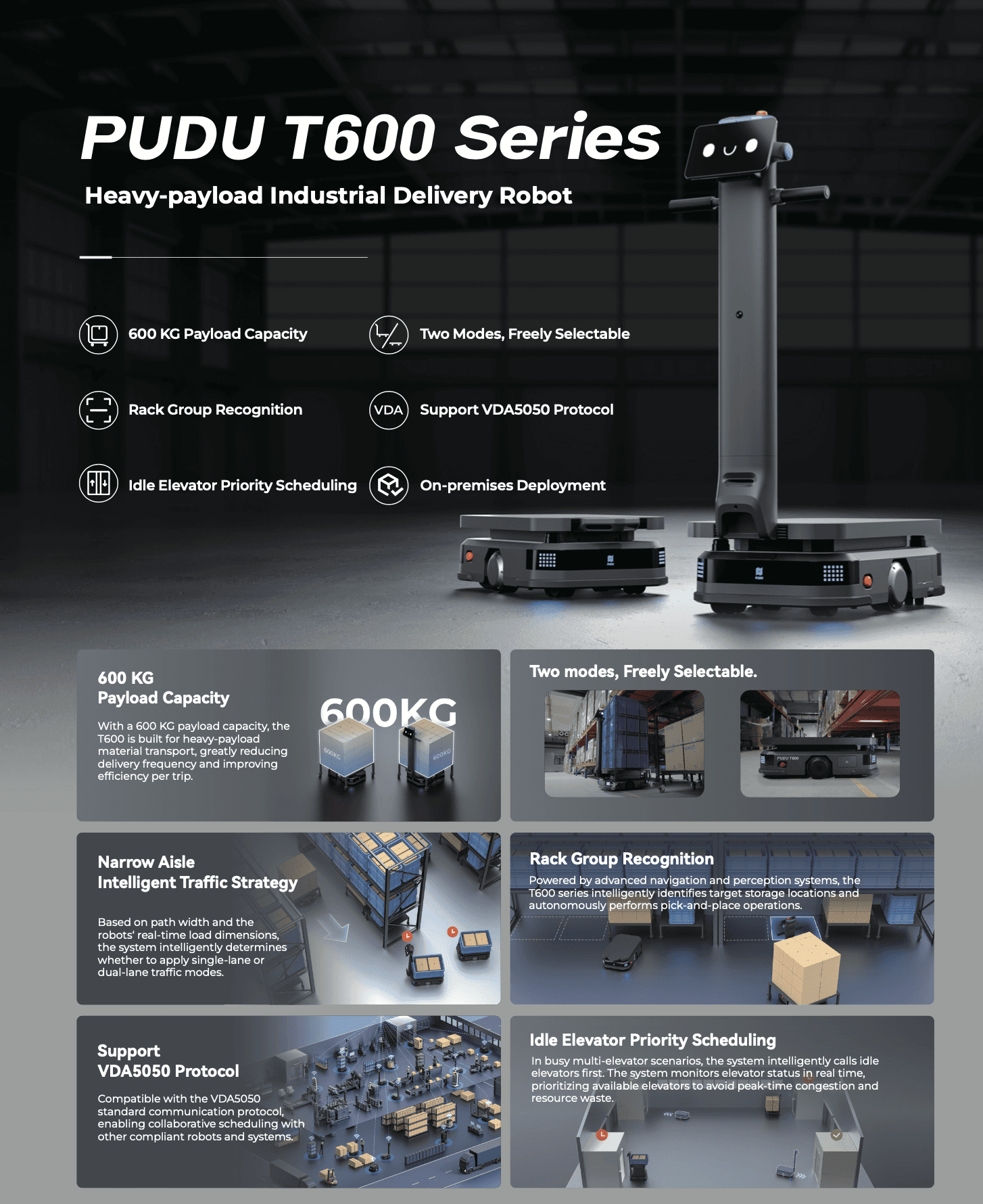 Pudu T600 depo teslimat robotu