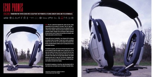 An art photo of a black and white headset with the title Echo Phones.