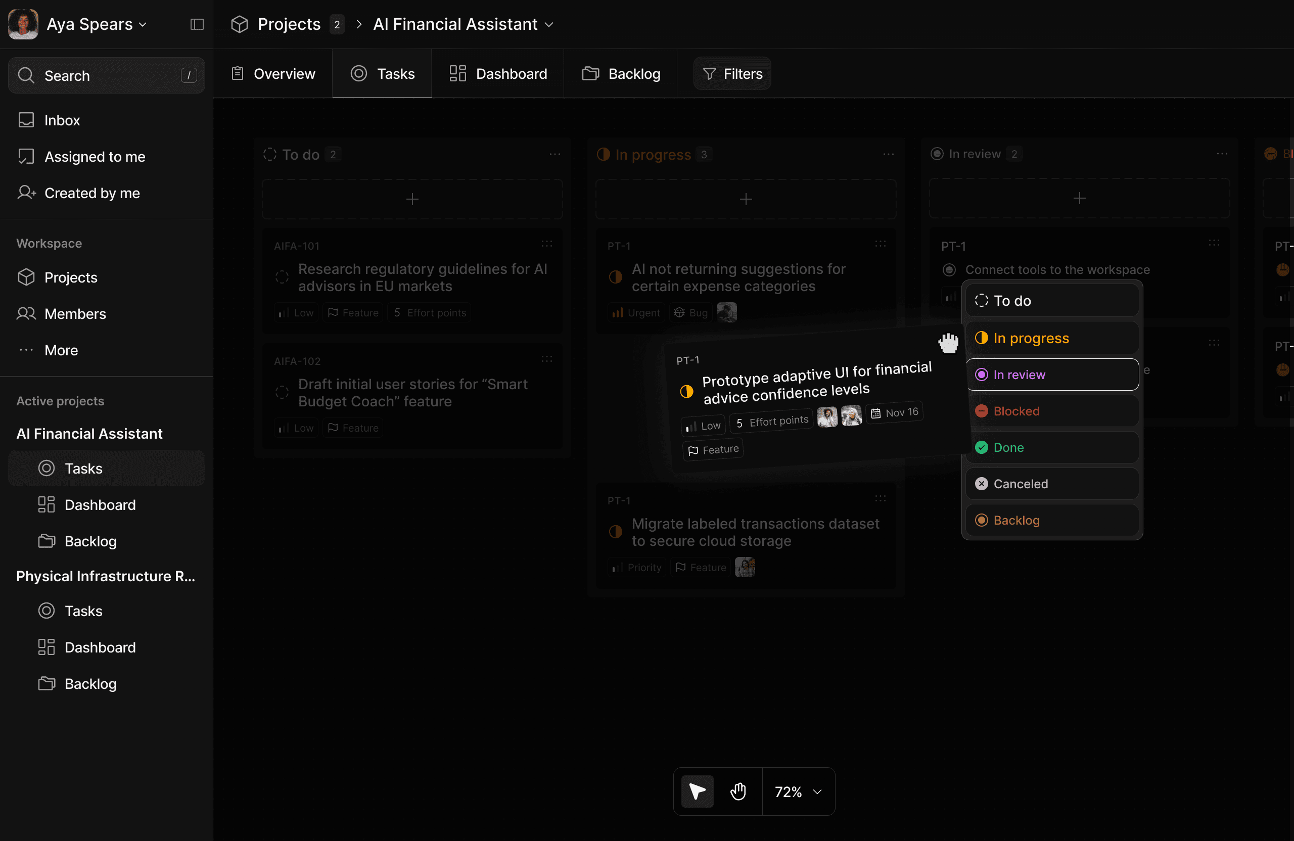 Airport workers guide airplane with tow tractor