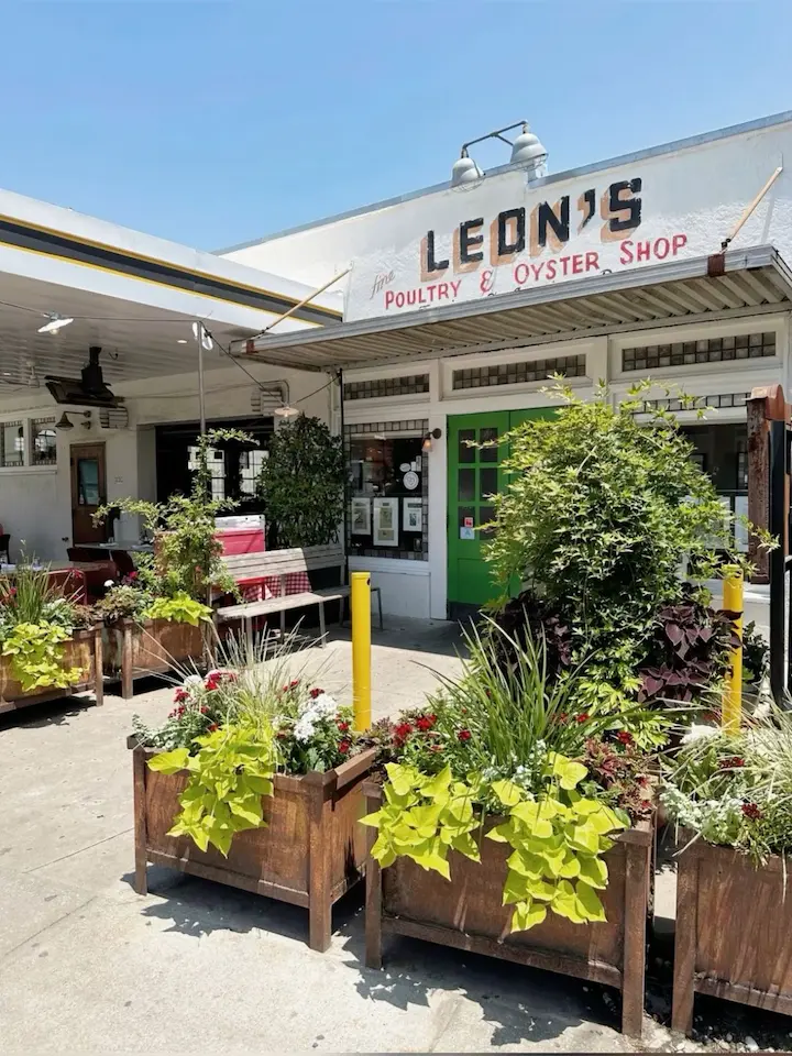 The entrance to Leon's Fine Poultry & Oysters in Charleston, South Carolina, during the final stop of a weekend road trip.