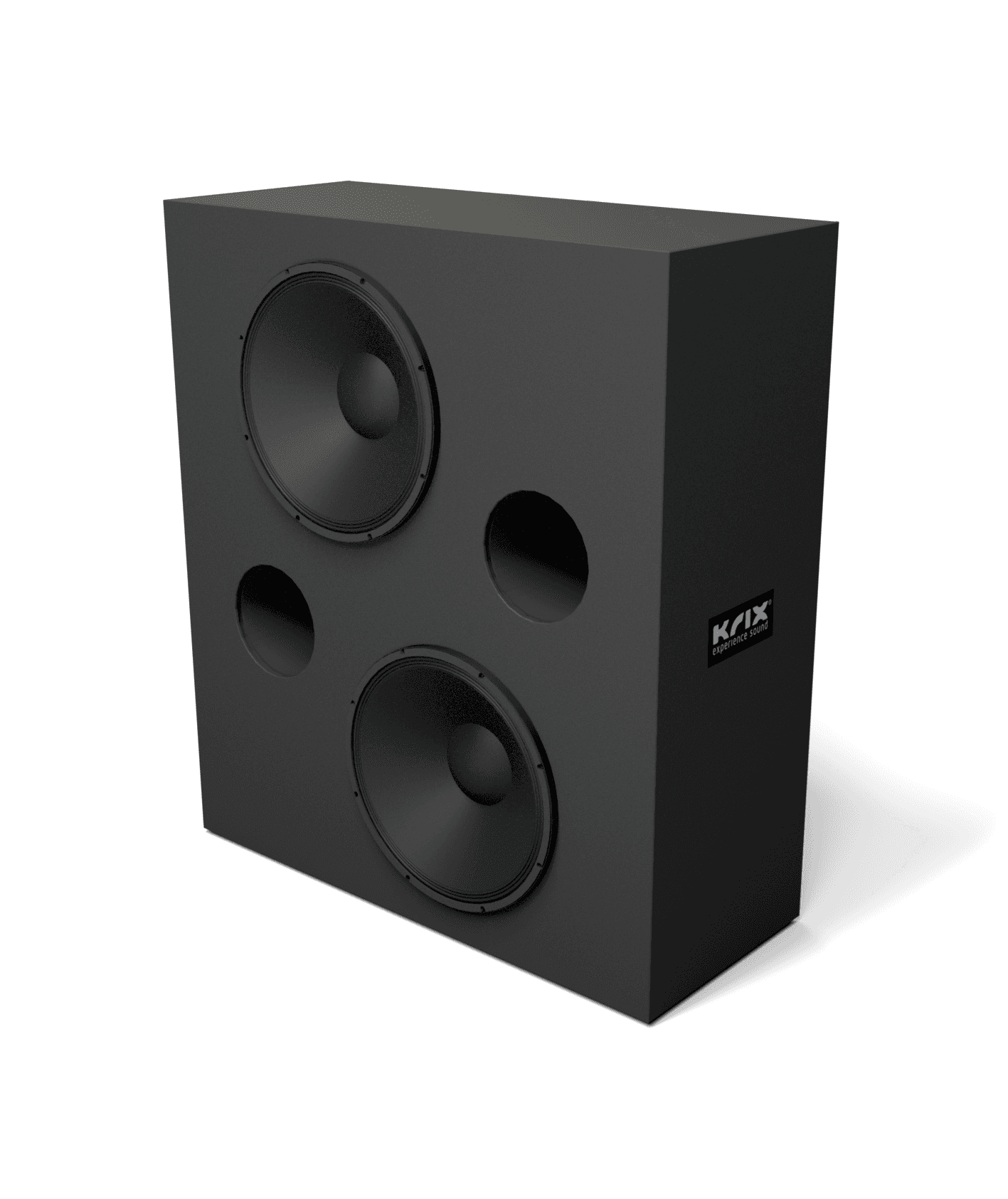 Black sub-woofer with two speakers