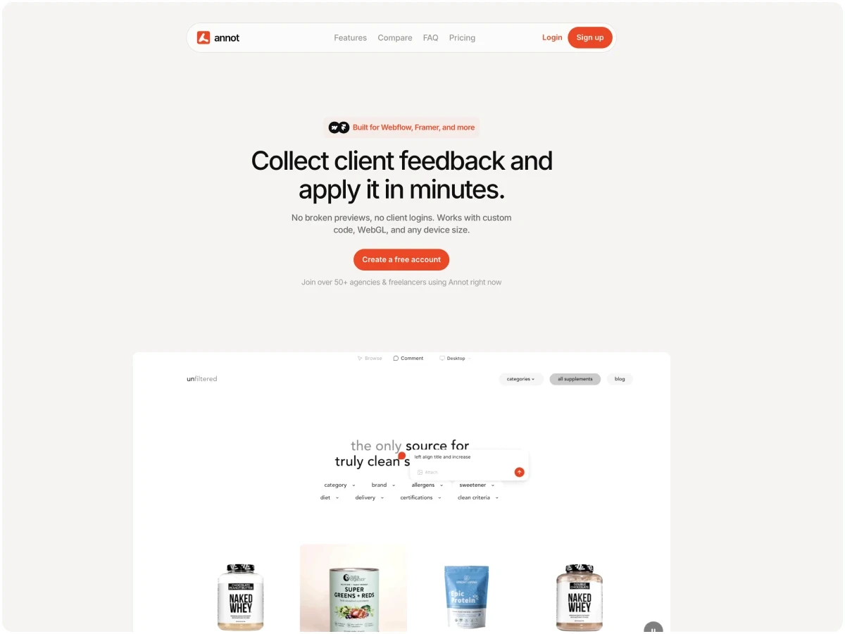 Screenshot of Annot homepage
