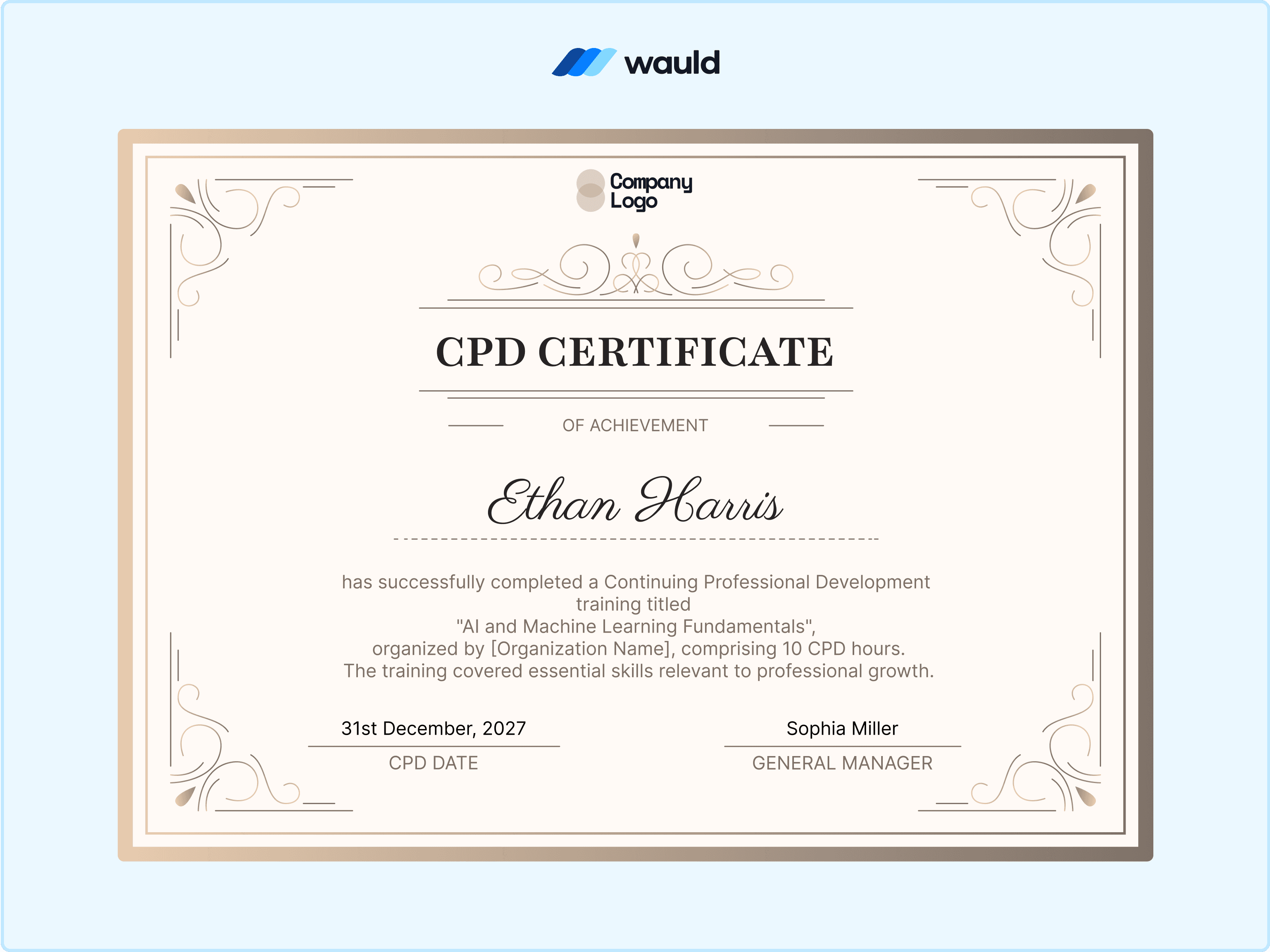 Wauld - Elegant and Professional certificate template