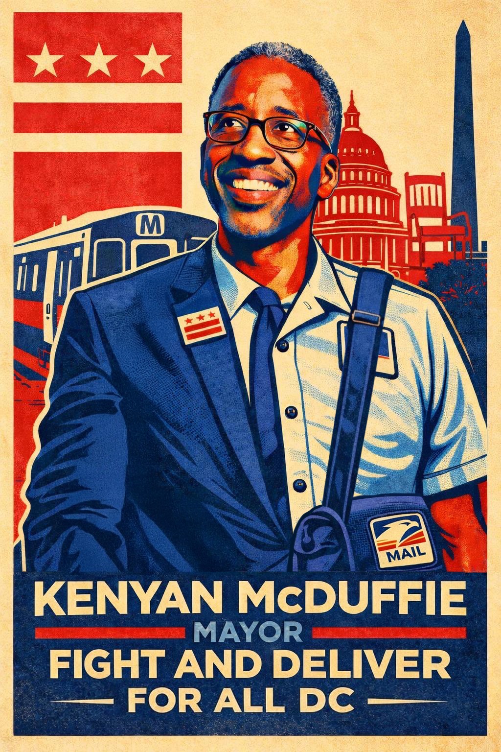 D.C. Mayoral Candidate Kenyan McDuffie depicted as both mayor and mailman