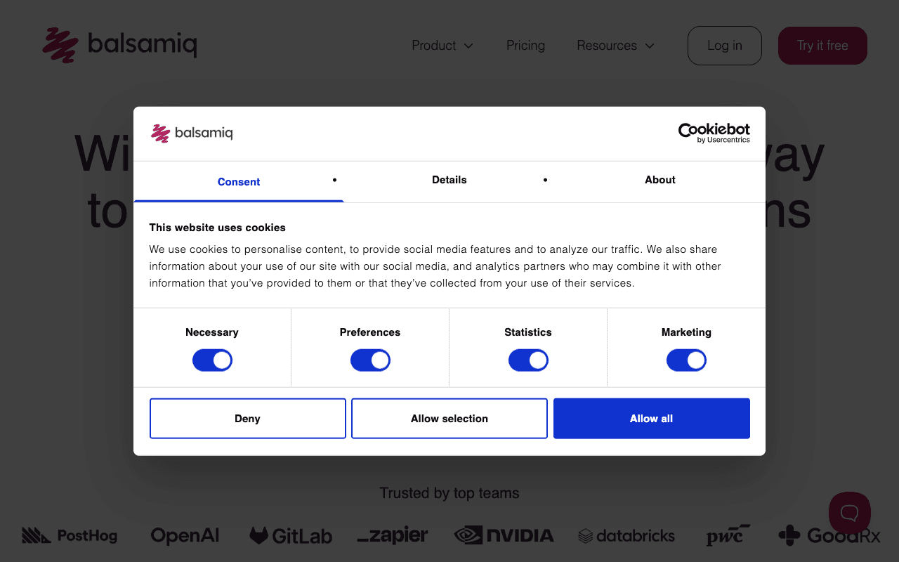 Balsamiq екранна снимка
