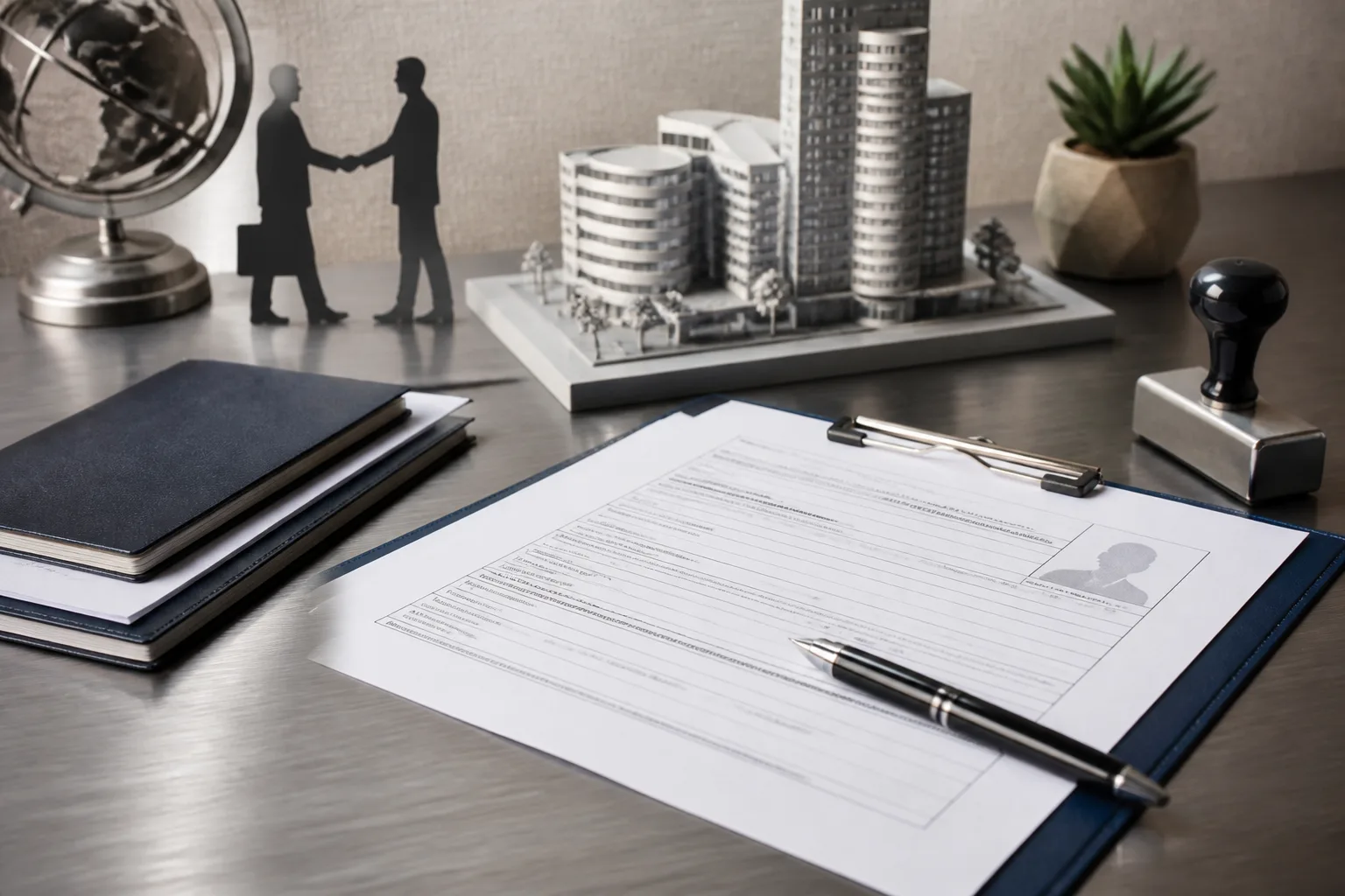 Employee Work Permit for a Free Zone Company beside a passport, residence permit card and