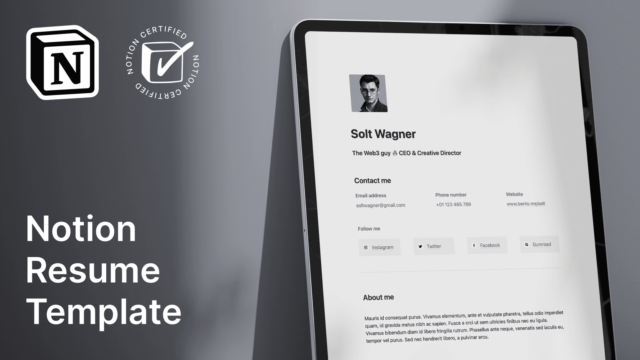 Notion Resume Template for Free