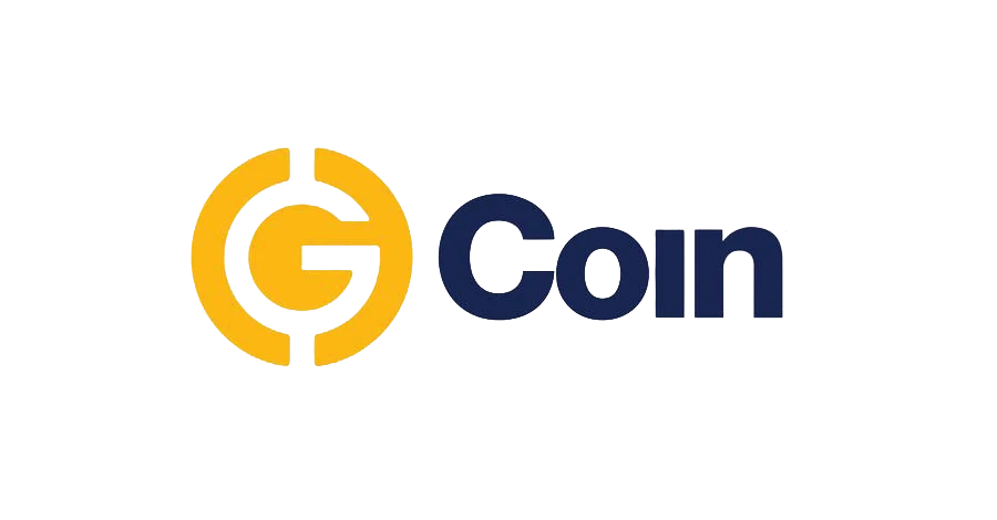 G Coin logo featuring a bold yellow G symbol and navy blue text promoting digital gold as a modern financial asset.