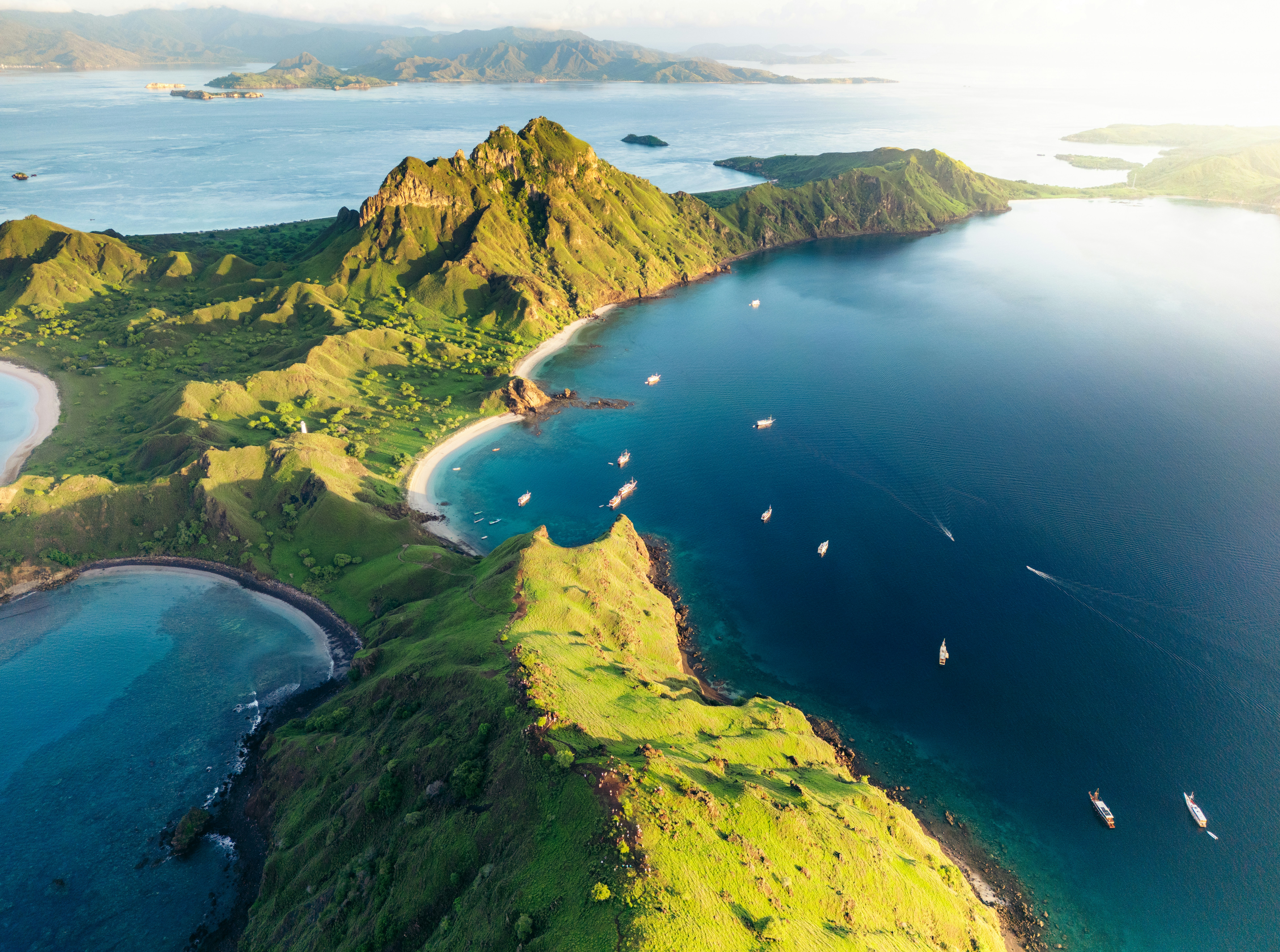 An aerial view of a small island in the ocean