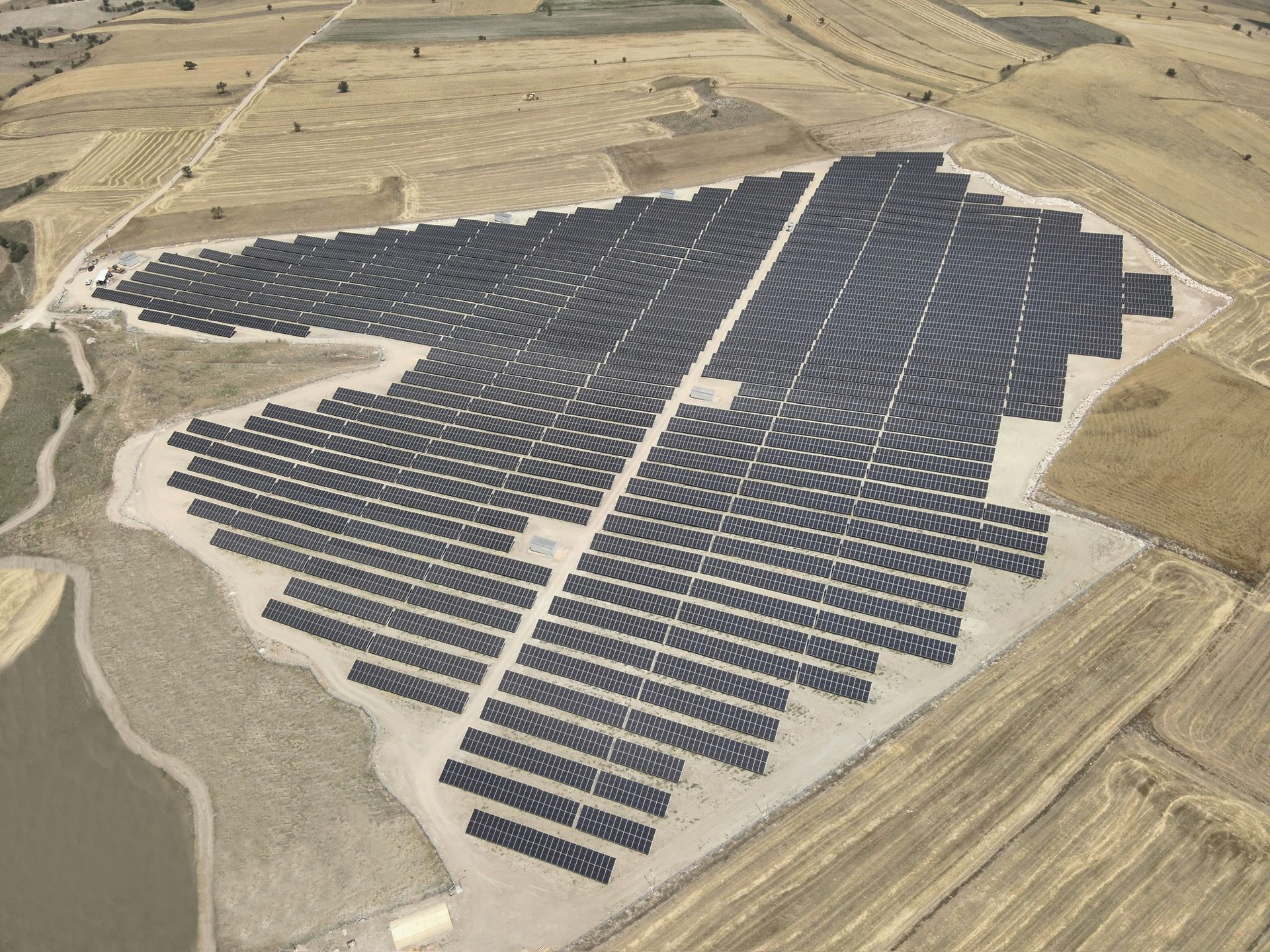 Aerial view of Karatay Solar Power Plant.
