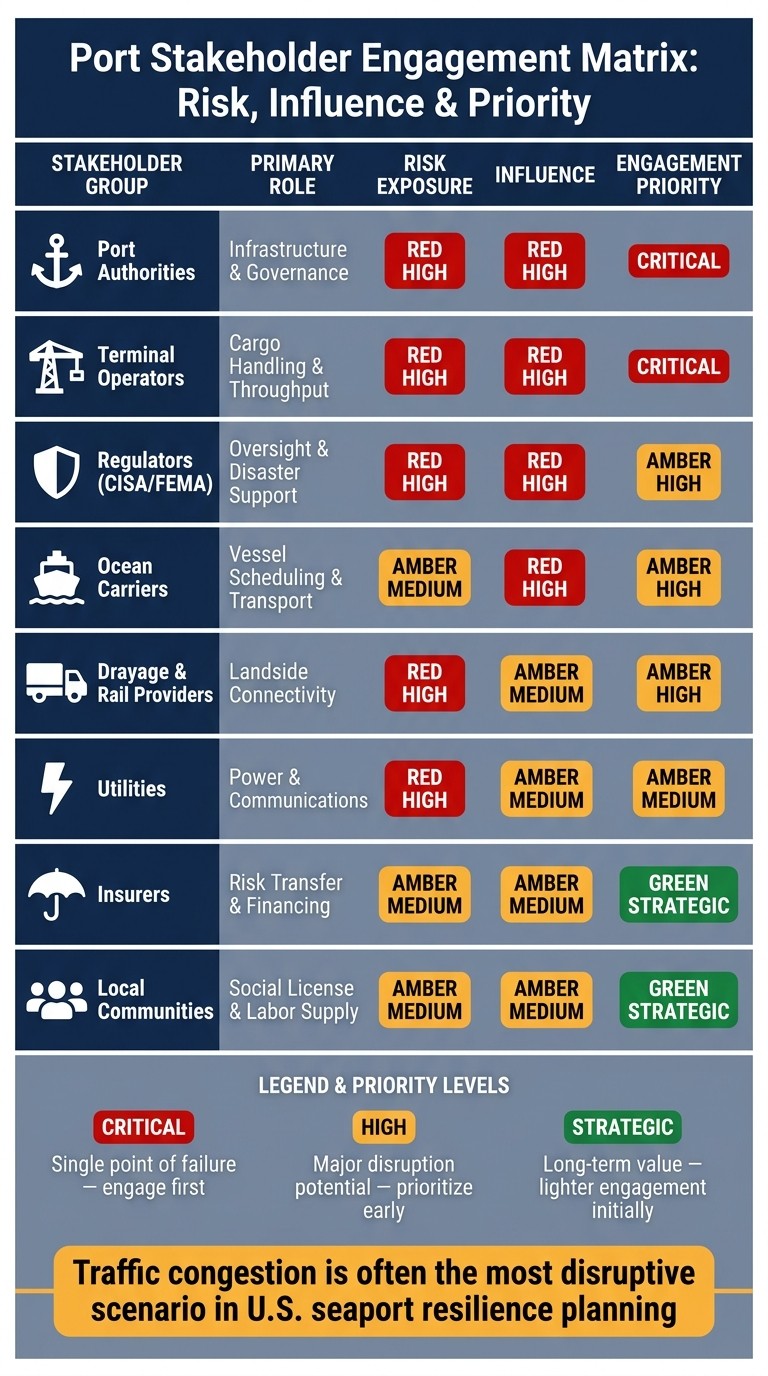 Port Stakeholder Engagement Matrix: Risk, Influence & Priority