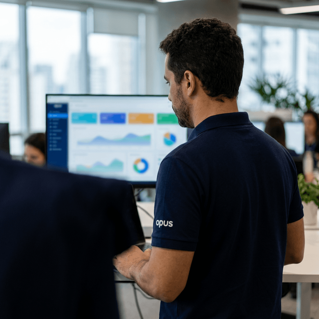 homem olhando kpis de gestão de equipe terceirizada