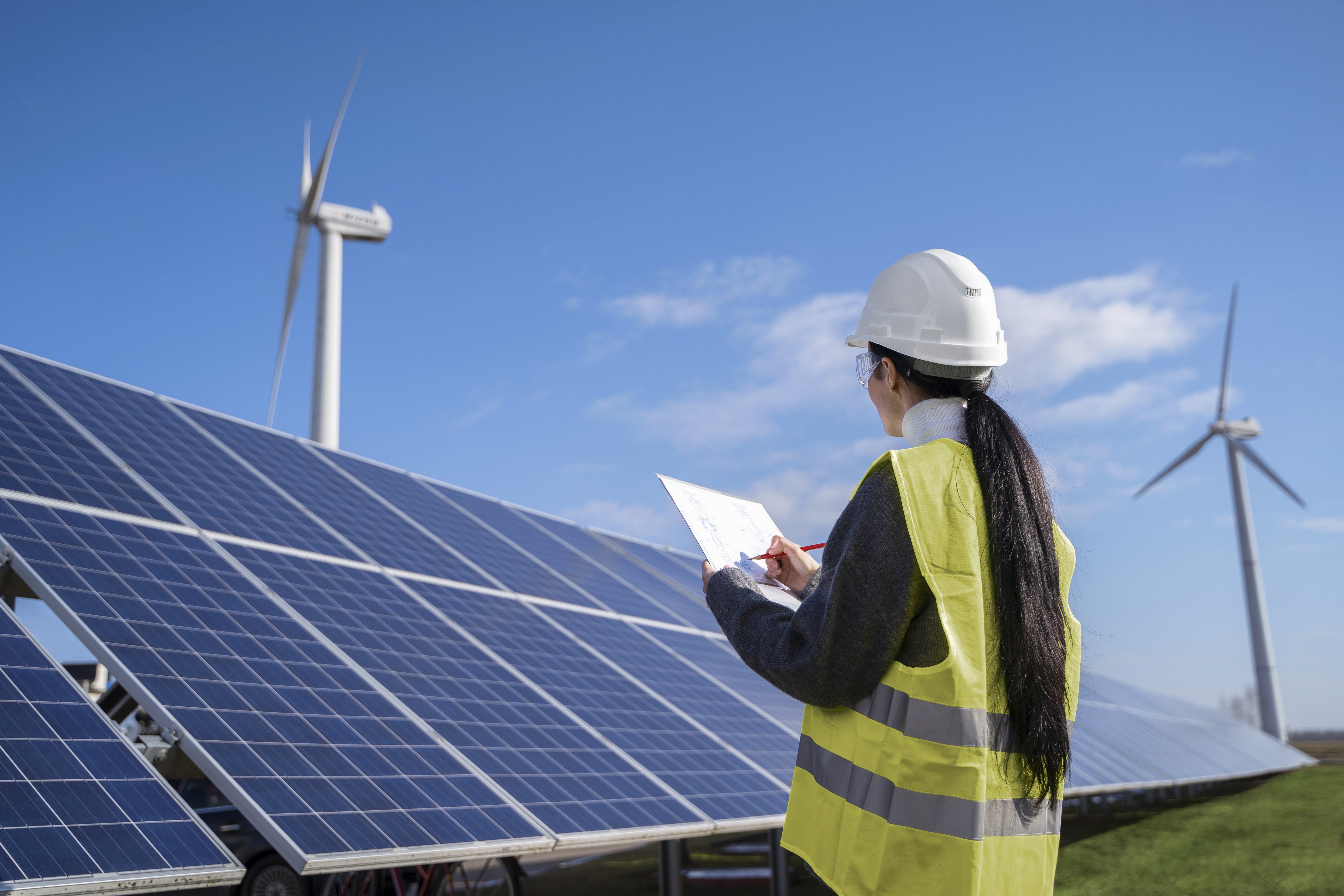 Girl standing in front of solar