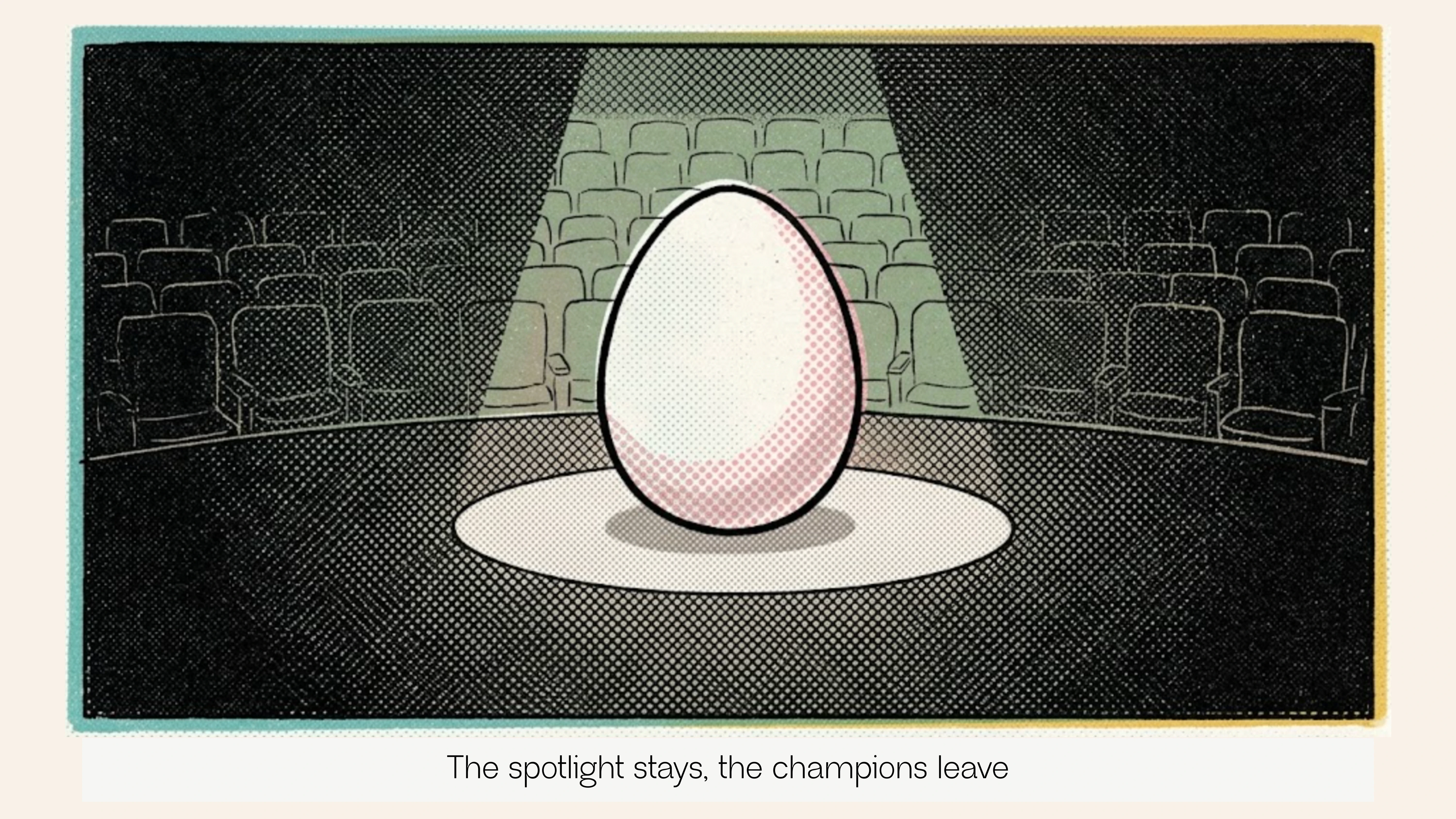 Egg under a spotlight on an empty stage