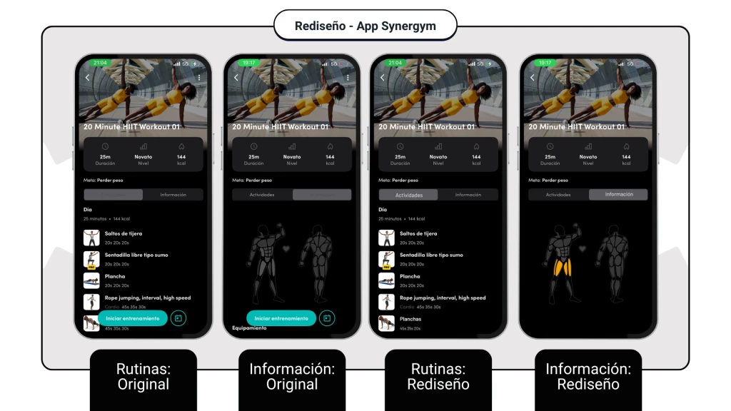 Routines and exercise instructions: original and redesign