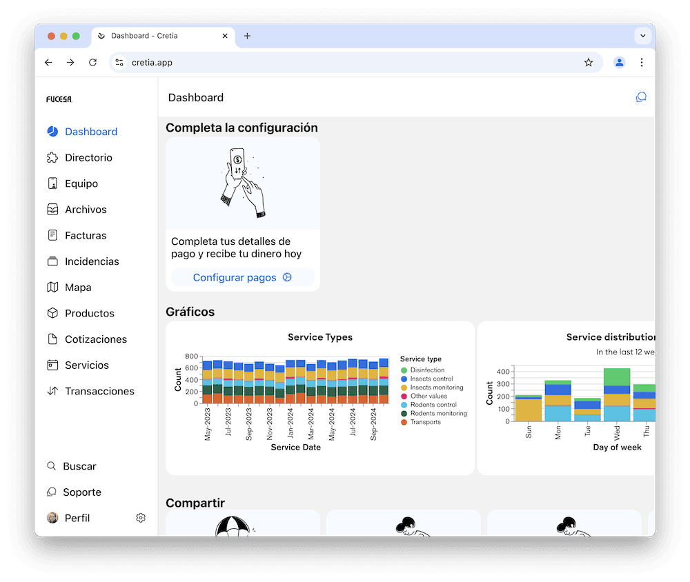 Módulos de cretia en una app