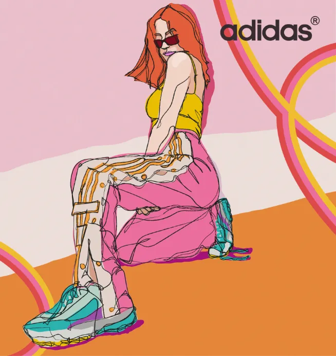 Adidas Here to Create sports campaign concept with colorful illustration and typography