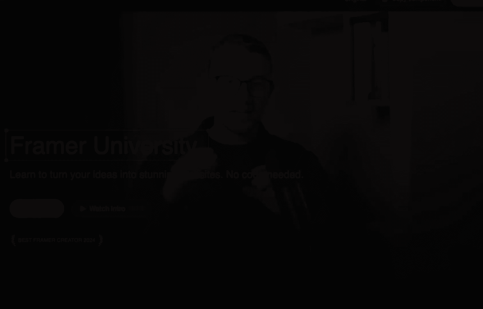 Framer University no-code website builder course homepage