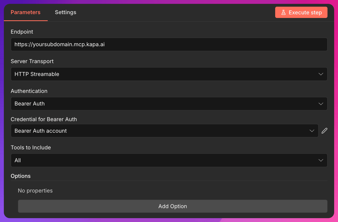 n8n MCP tool configuration