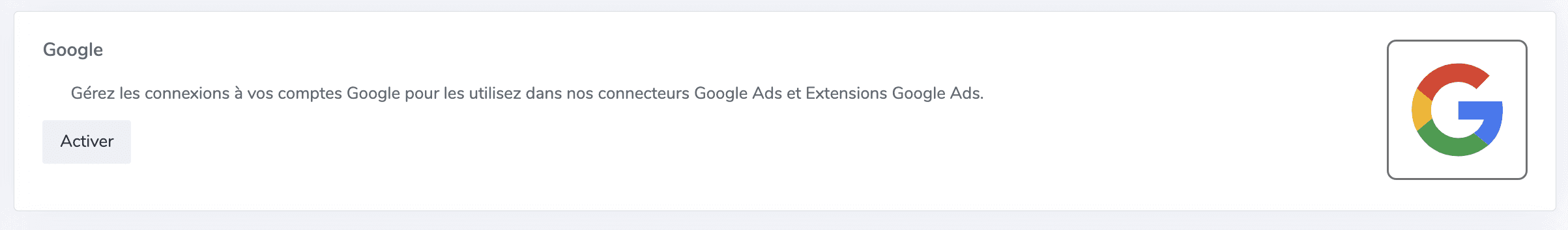 Accès au connecteur Google