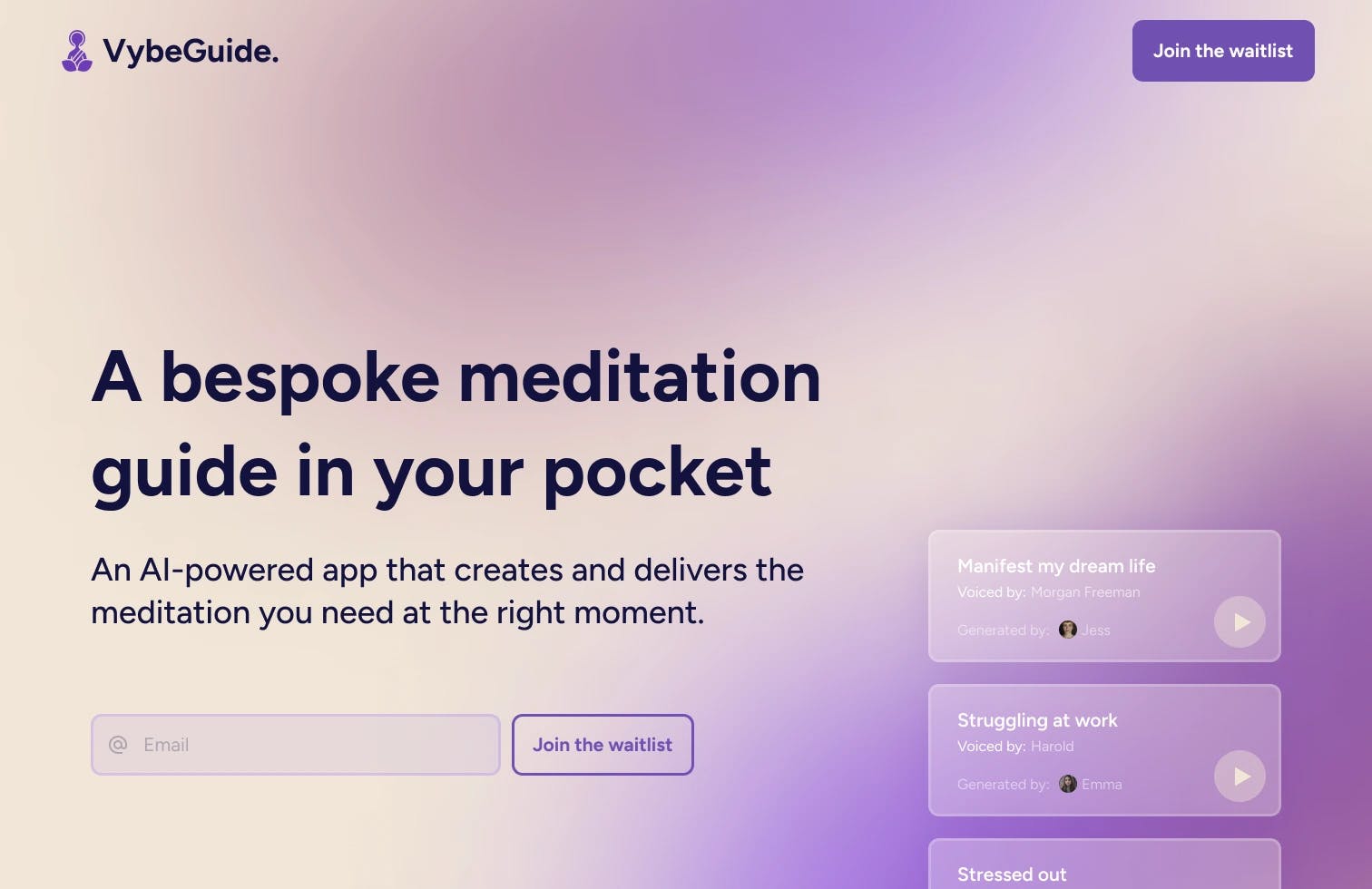 VybeGuide Landing Page