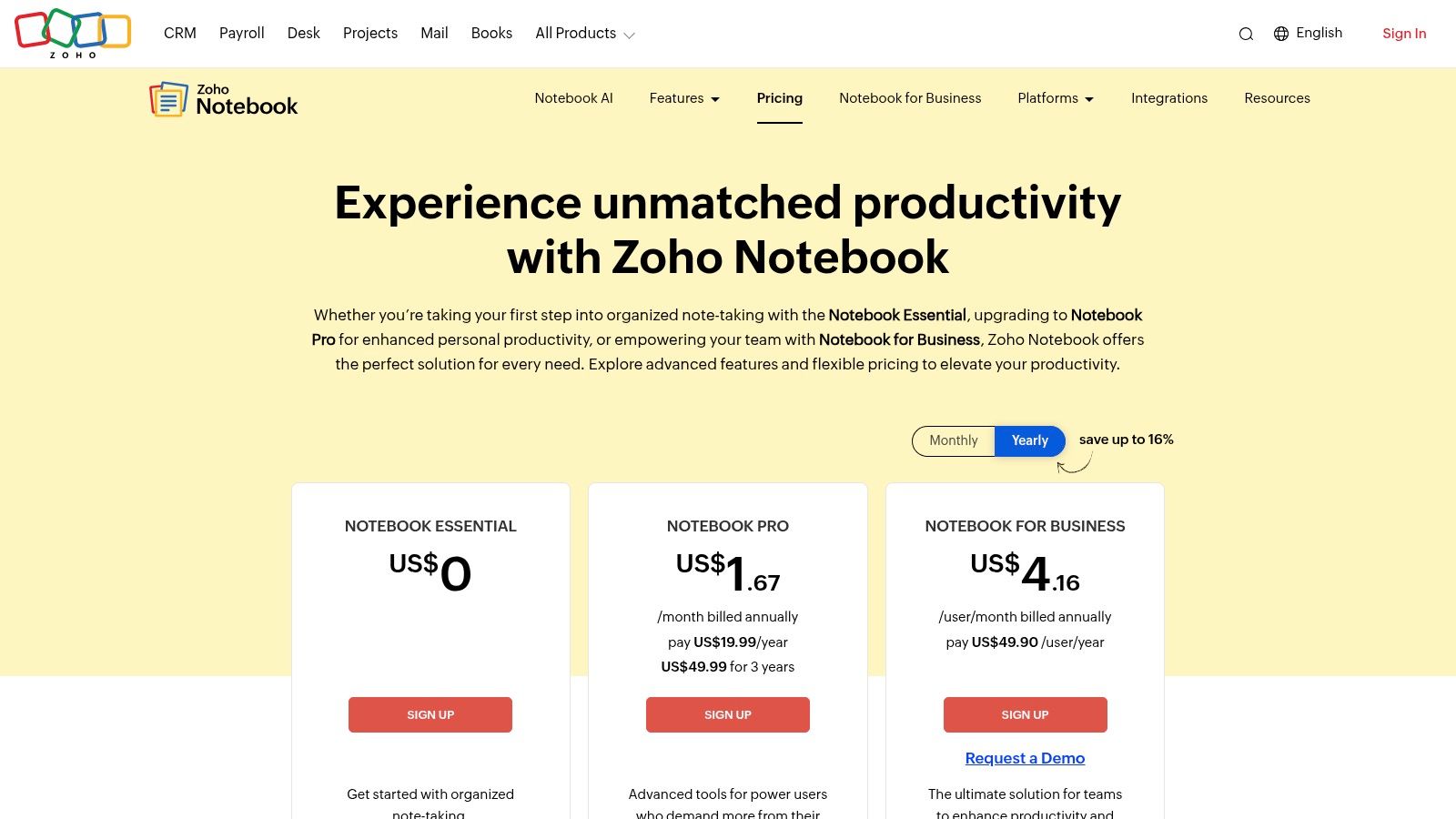 Zoho Notebook