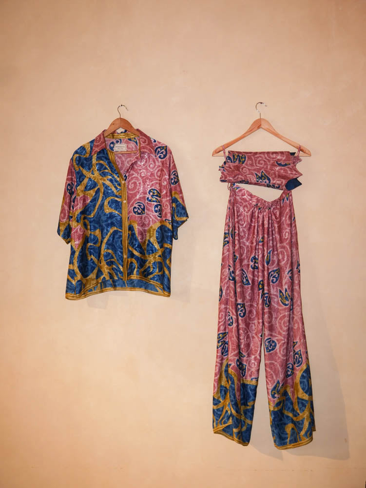 Raga is our one-of-a-kind oversized printed shirt, handcrafted by skilled artisans in-house using a one-of-a-kind vintage silk saree.