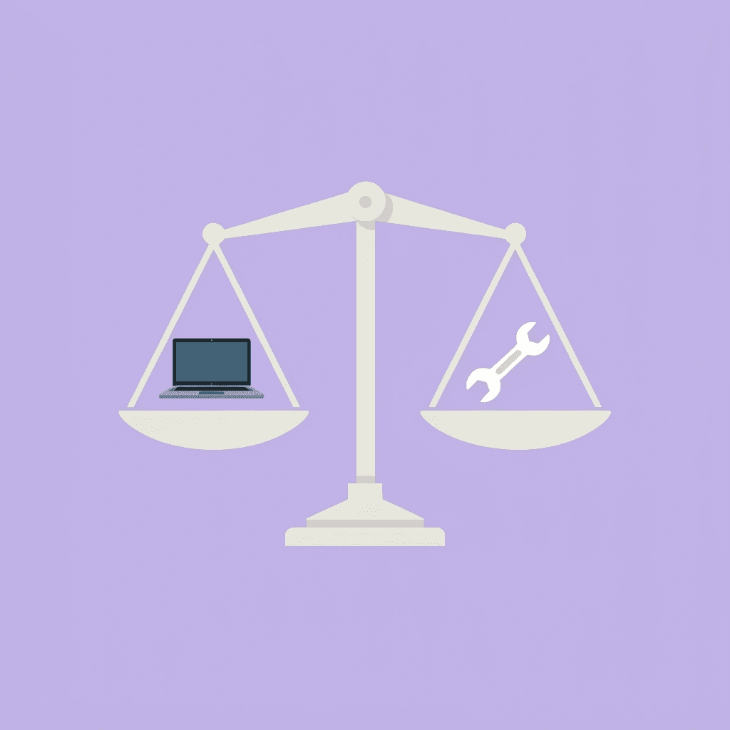Balance scale comparing cloud-based ML services versus specialized tools