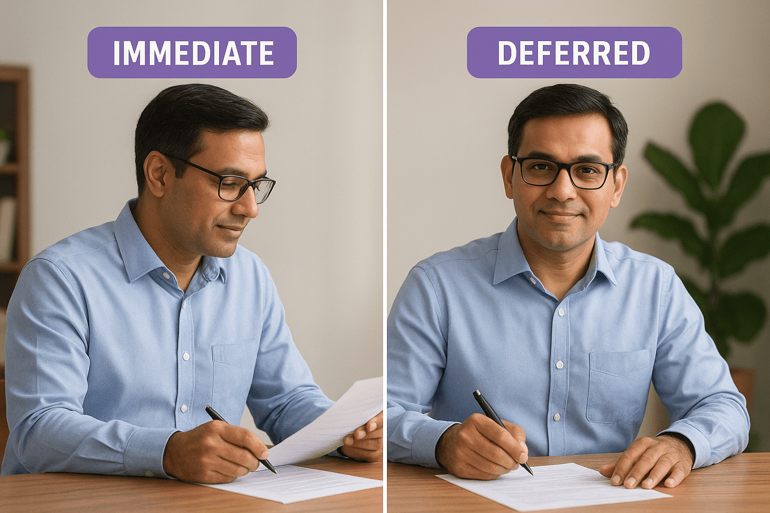 Immediate versus deferred annuity options