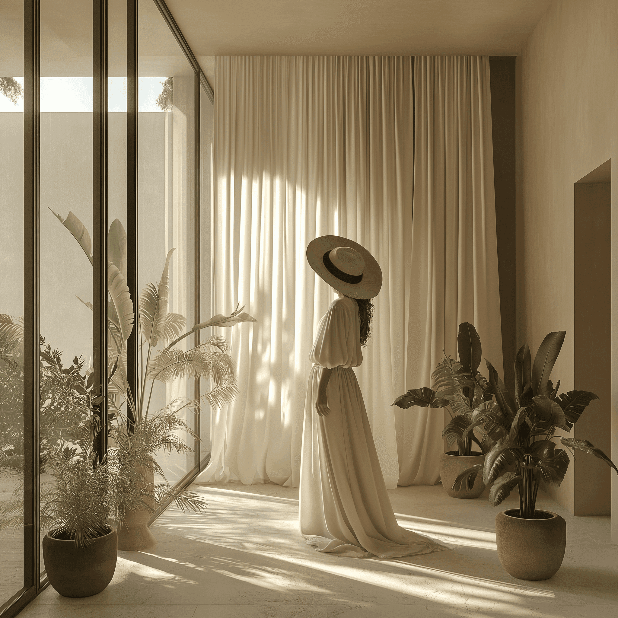 Woman in Cozy Sunlit Room