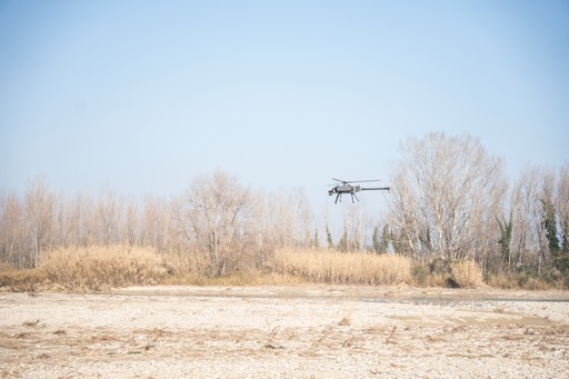 Drone helicopter shot of a running track