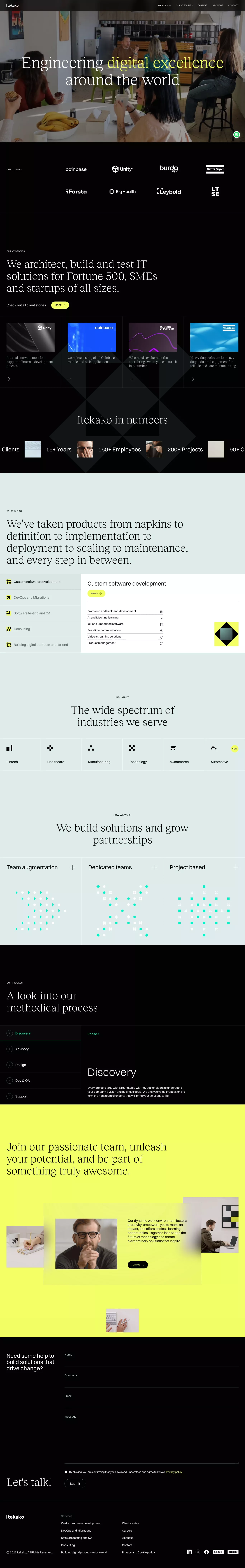 Itekako - Software Development portfolio page screenshot showcasing Design and Tech design