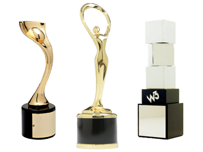 Collection of web agency trophies
