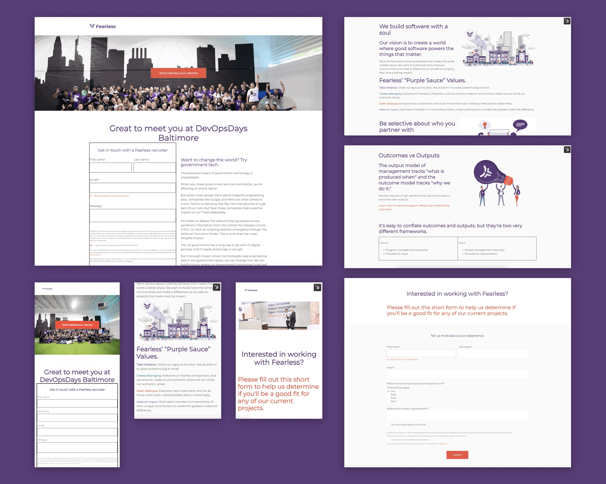 Old landing page designs